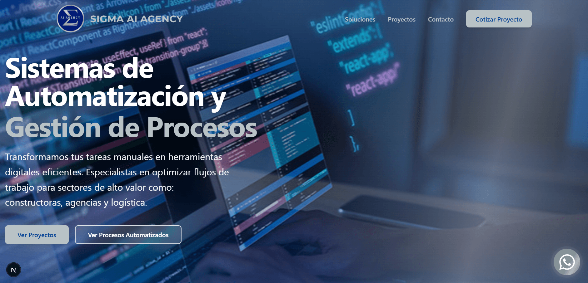 Landing page con catálogo y productos Naga